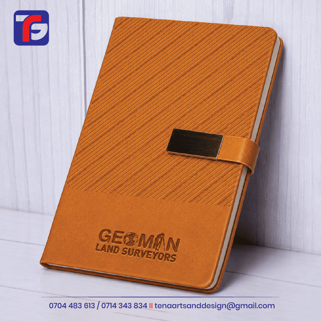 Branded notebook Kenya – premium corporate executive faux leather notebook with debossed logo