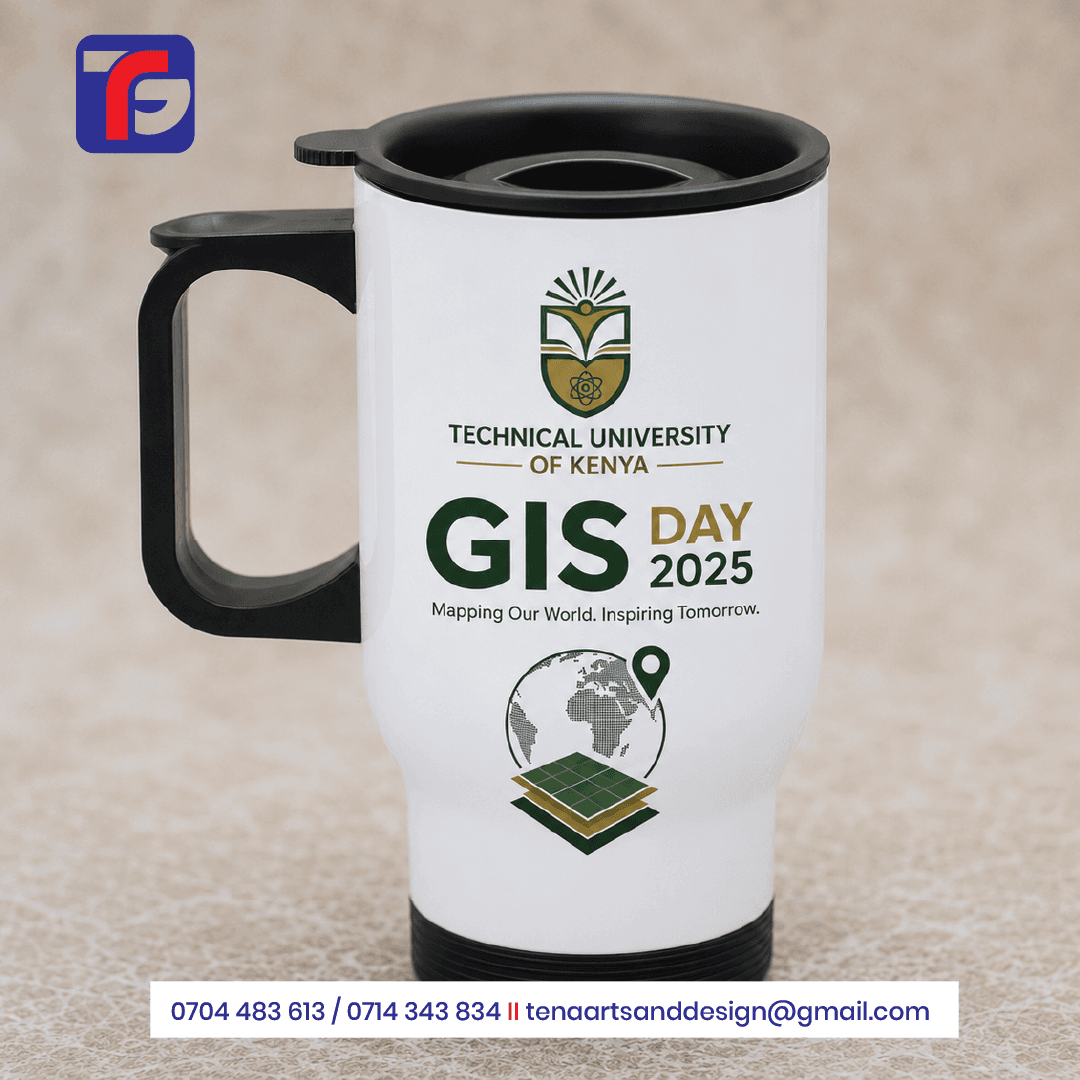 Custom travel mug printing Kenya – personalised lidded travel mug