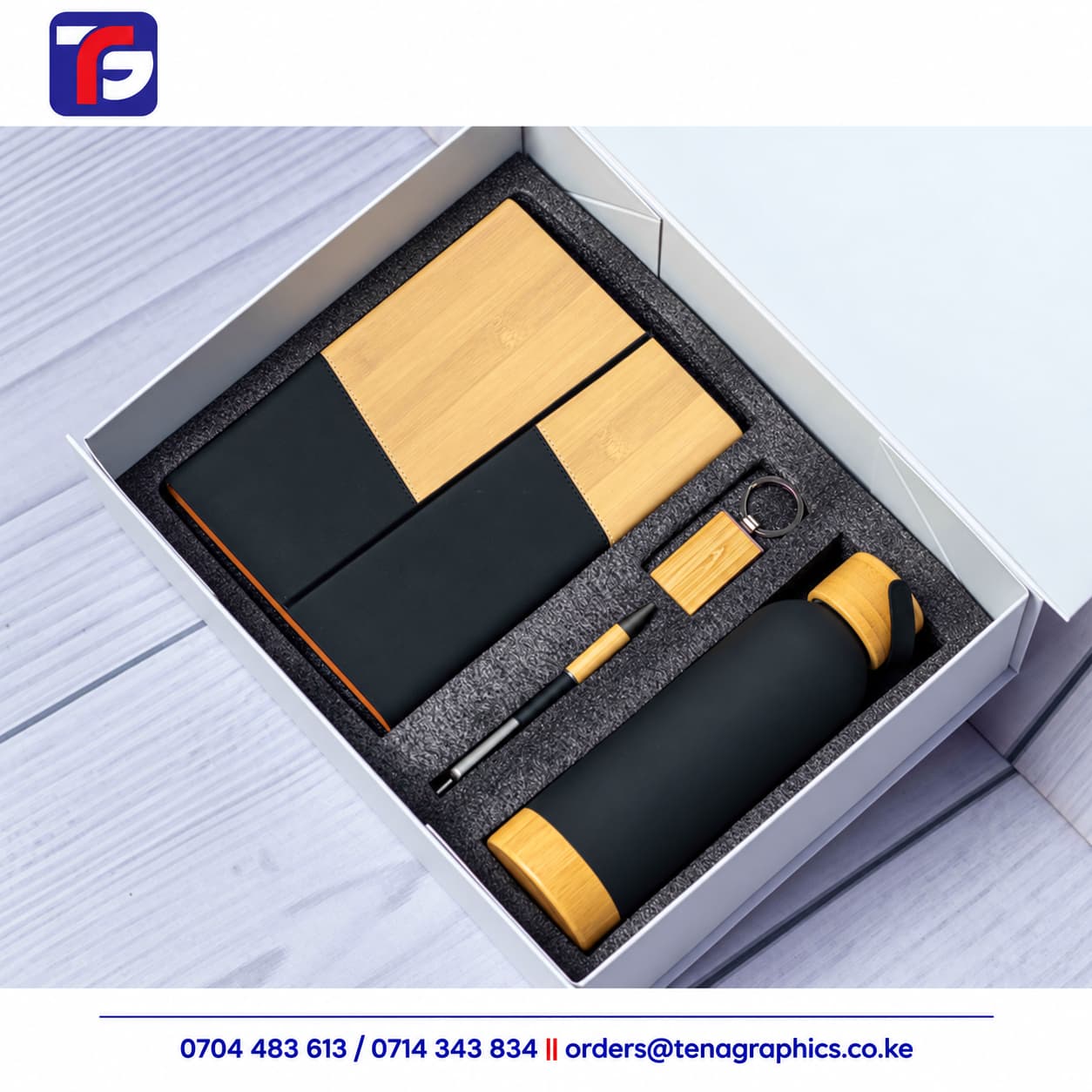 Black Wooden Finish Gift Set Kenya, wooden gift set kenya by Tena Graphics