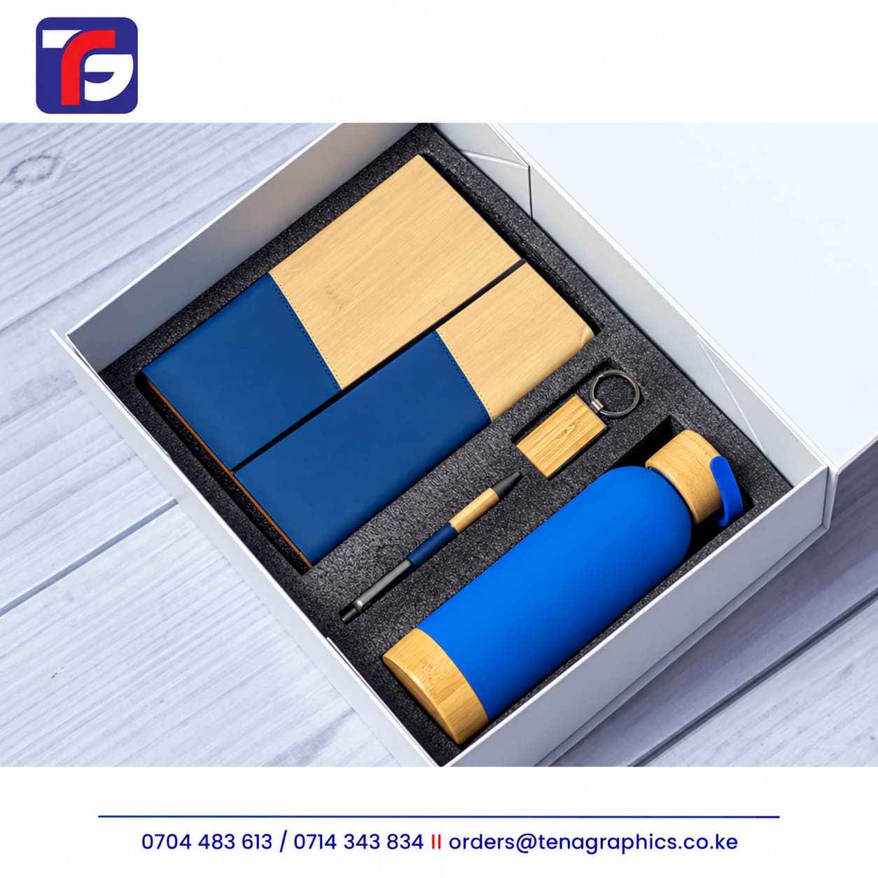 Blue Wooden Finish Gift Set Kenya, wooden gift set kenya by Tena Graphics