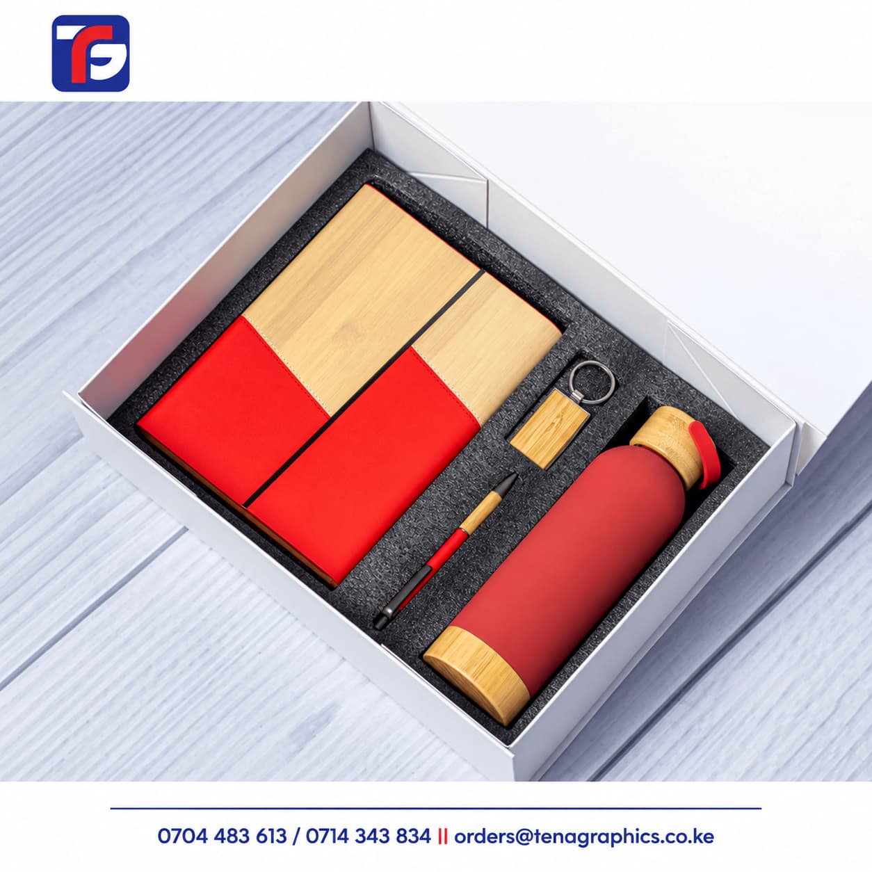 Red Wooden Finish Gift Set Kenya, wooden gift set kenya by Tena Graphics