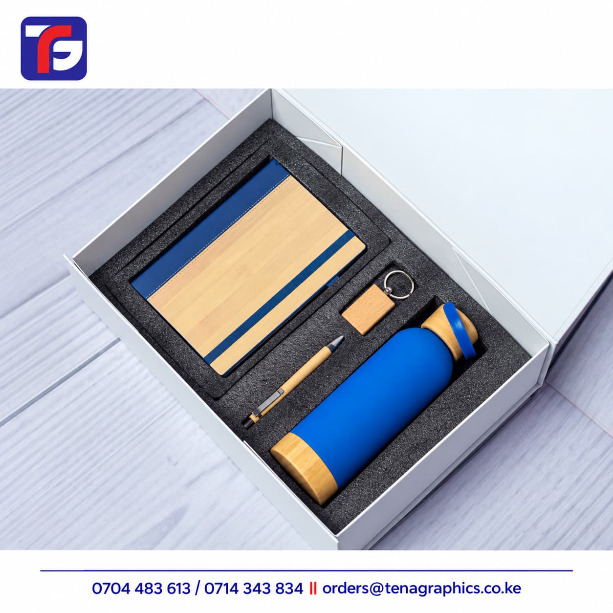 Blue Wooden Crest Gift Set Kenya, wooden crest gift kenya by Tena Graphics