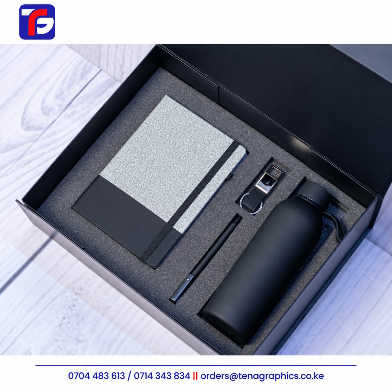 Black Skin Feel Flask Gift Set Kenya, skin feel flask kenya by Tena Graphics