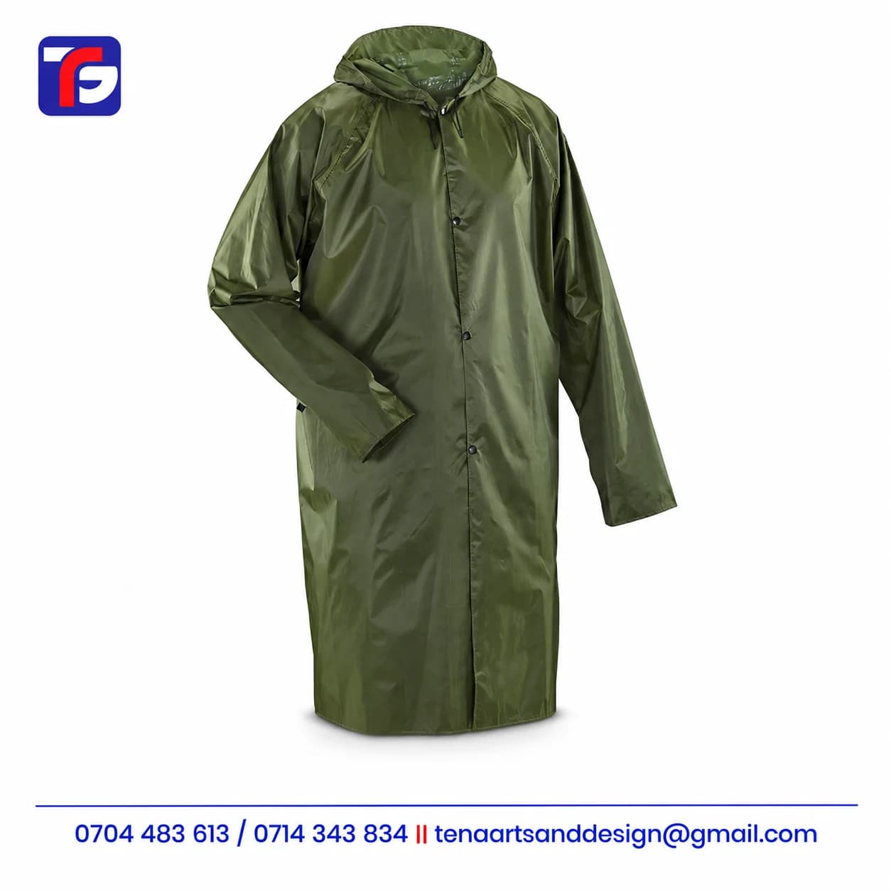 Branded Green Long Raincoat Without Lining Kenya