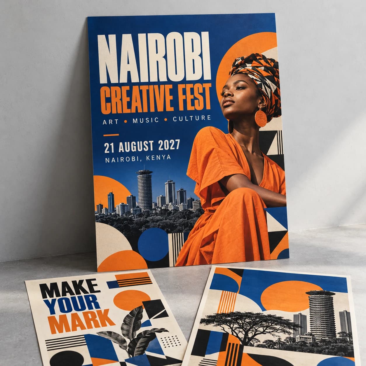Promotional poster design sample with a clear headline, images and event details