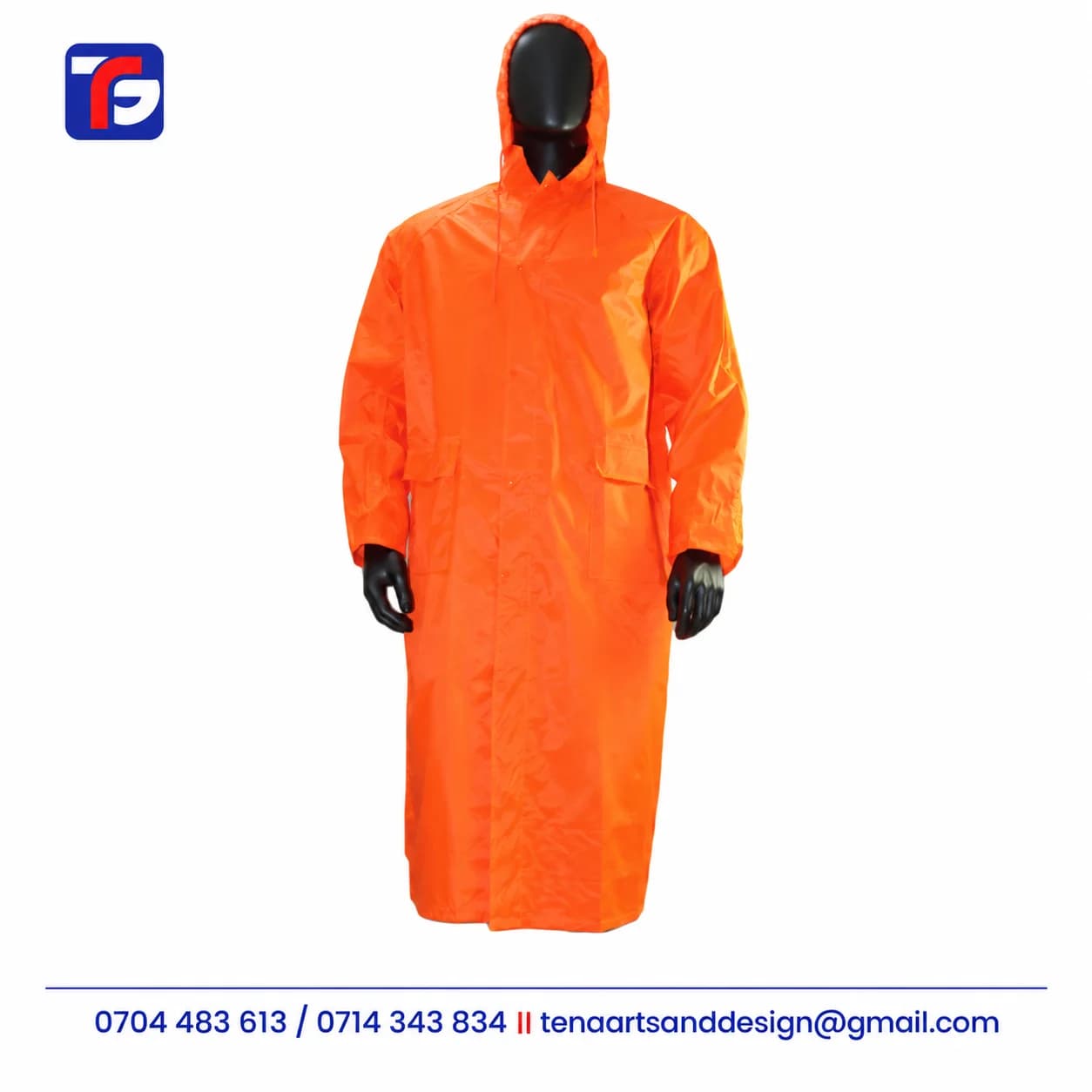 Branded Orange Long Raincoat With Lining Kenya