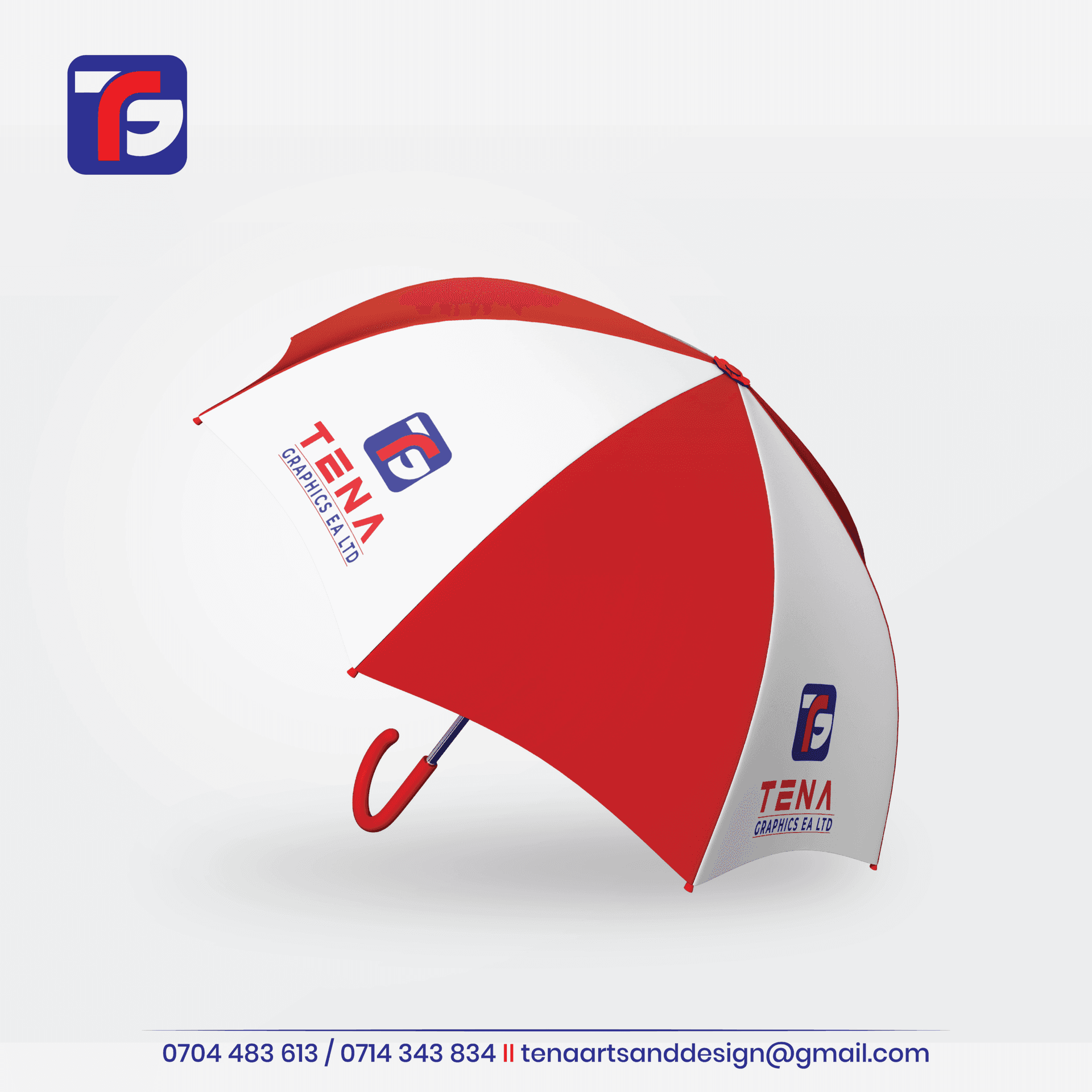 Branded umbrella Kenya closed with company logo printed