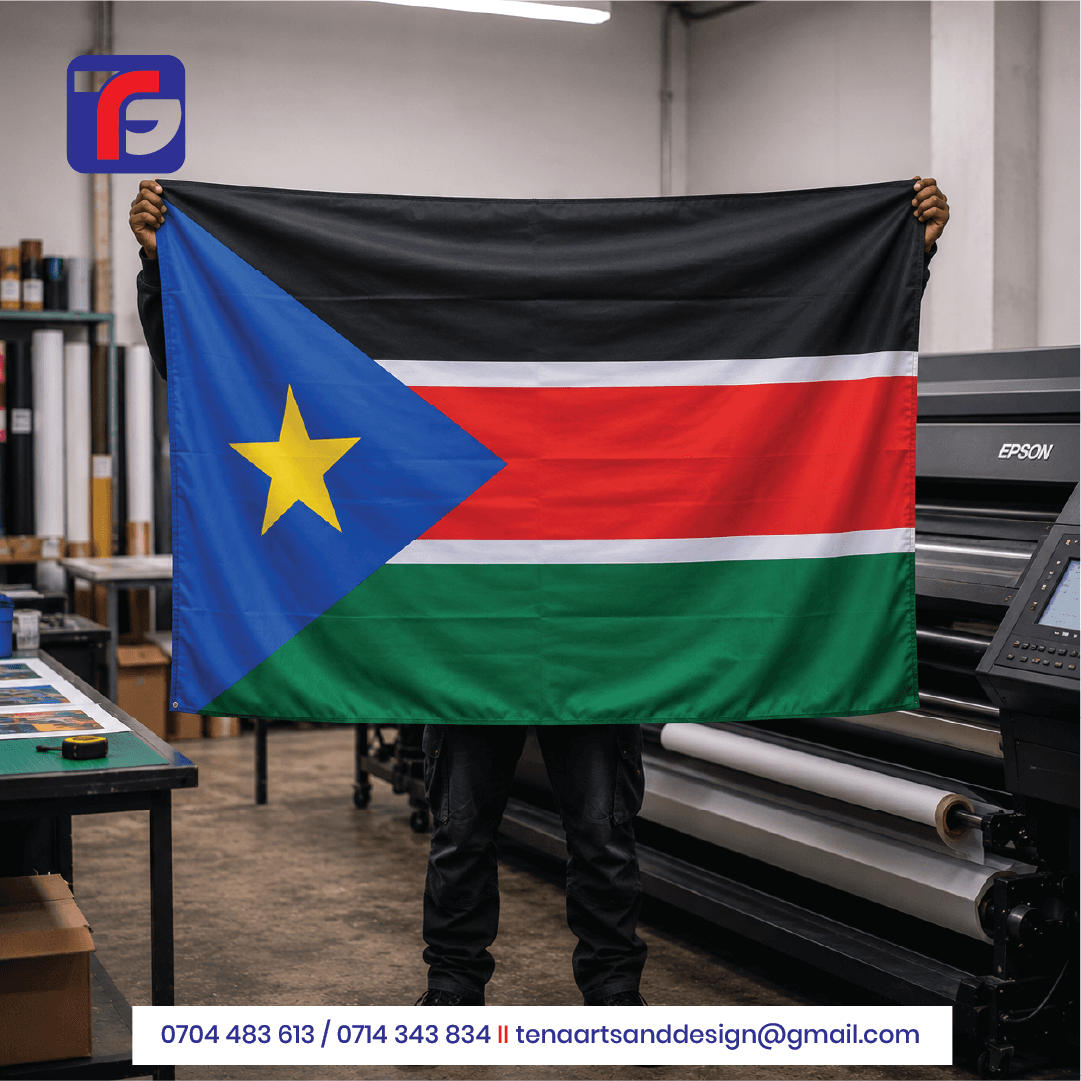 Custom Printed Sudan Flag 90cm by 60cm, custom branded by Tena Graphics