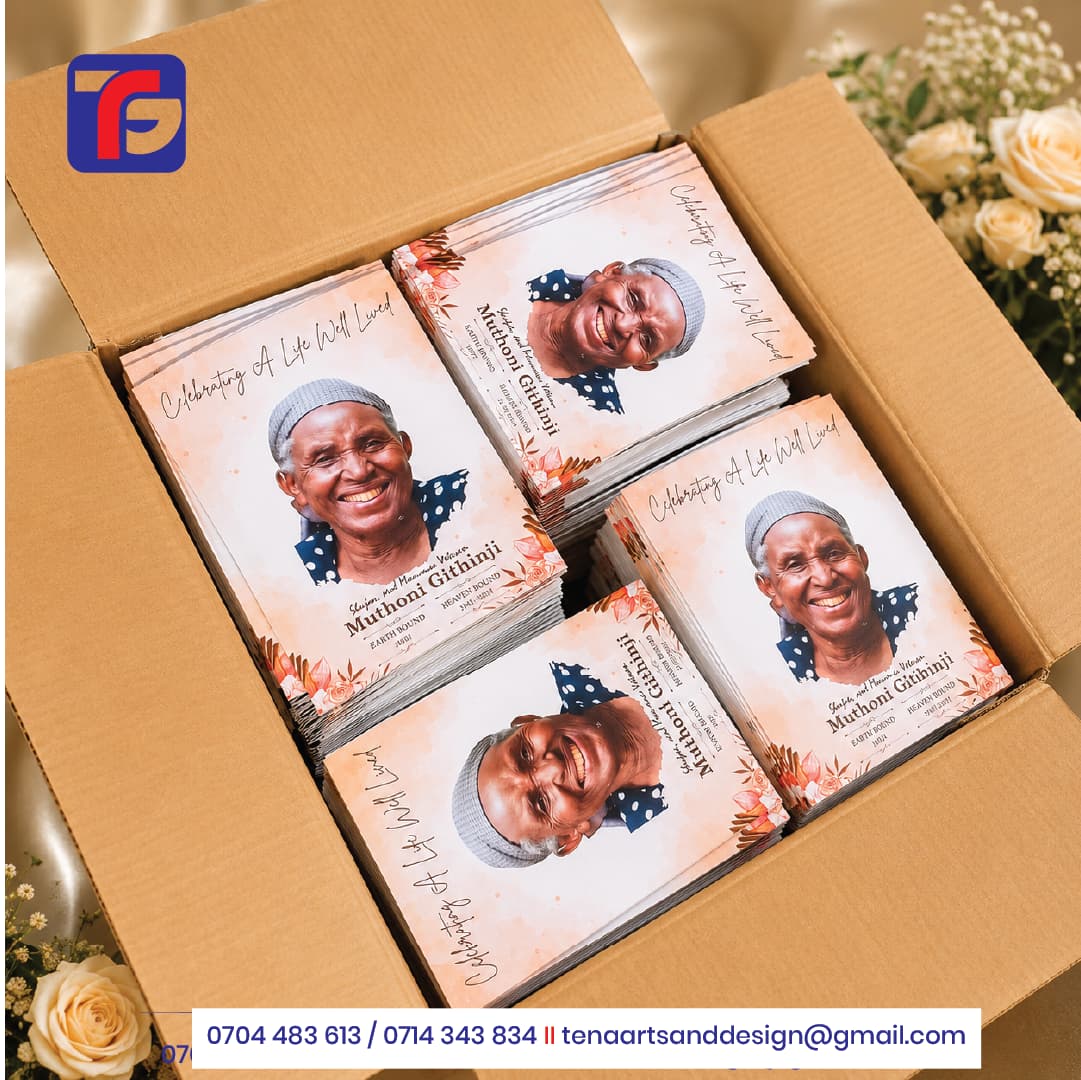 Burial Program Printing Kenya, custom branded by Tena Graphics