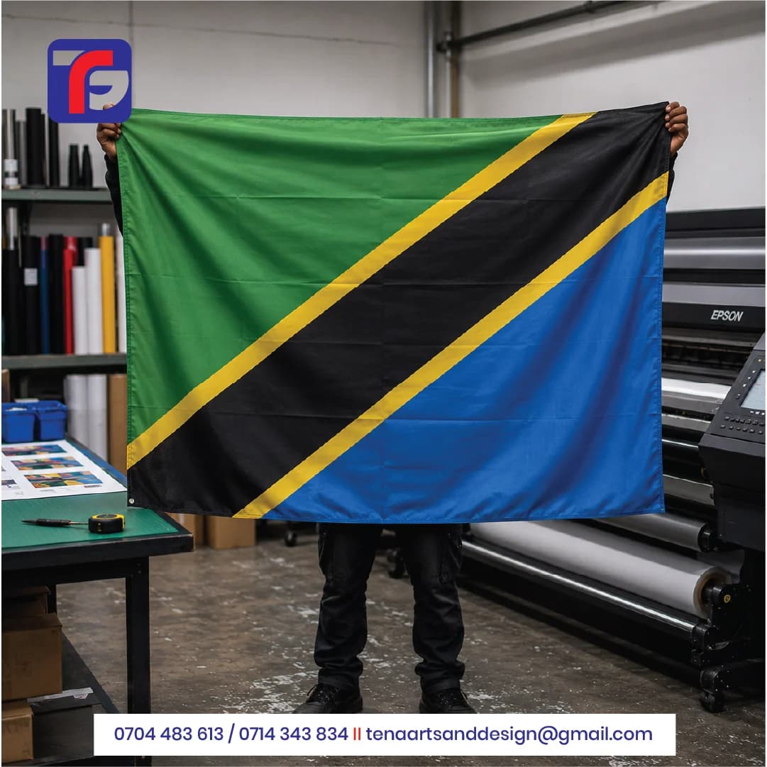 Tanzania flag Kenya with green and blue sections and a yellow-bordered diagonal black band