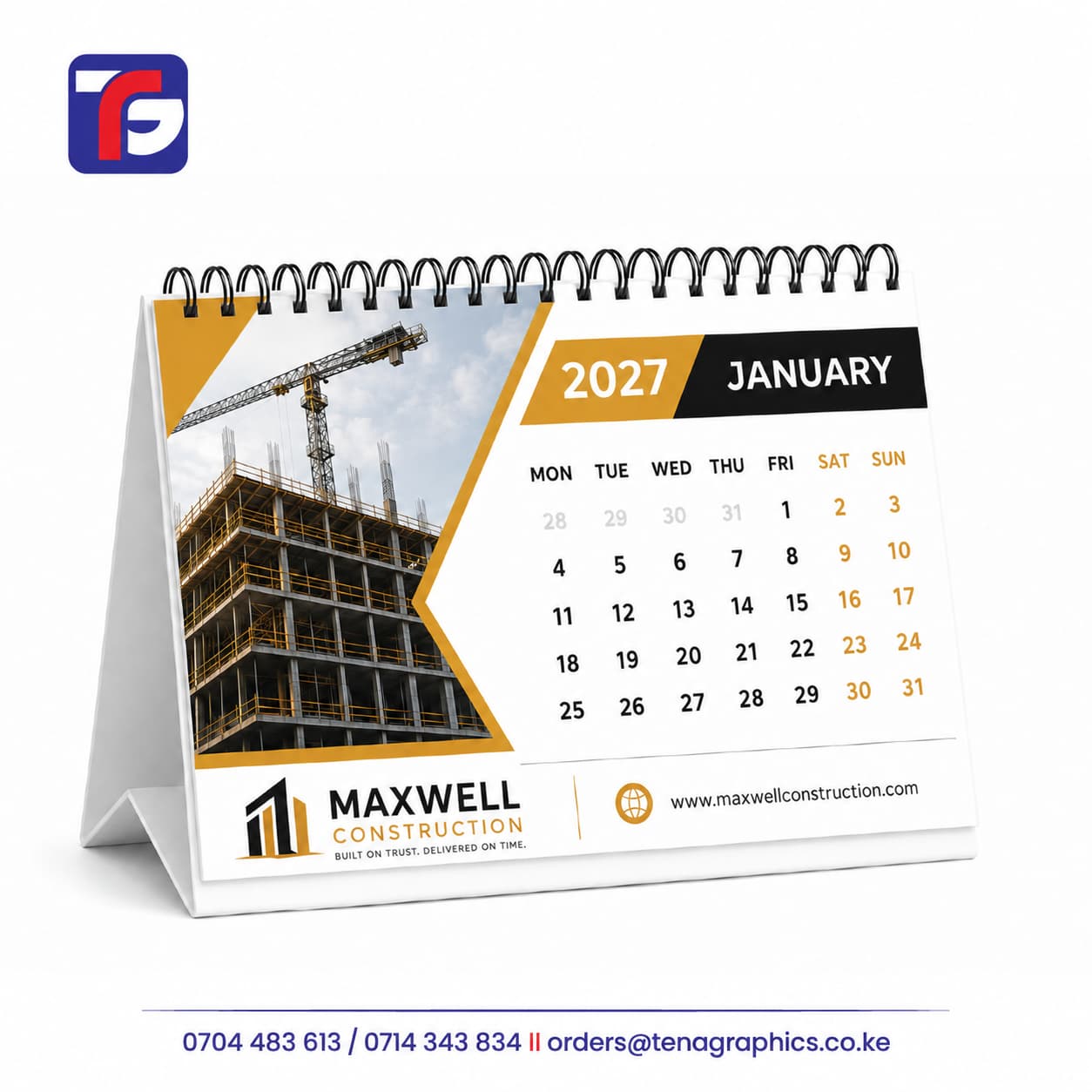 A4 2027 desk calendar printing in Kenya by Tena Graphics