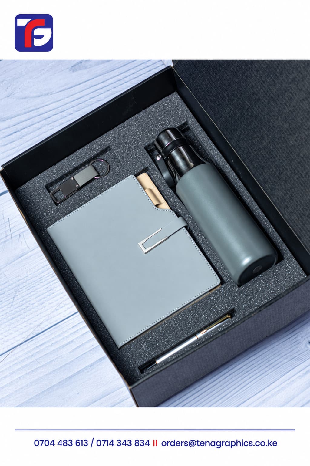 Grey Arrow Flask Gift Set Kenya, arrow flask gift kenya by Tena Graphics