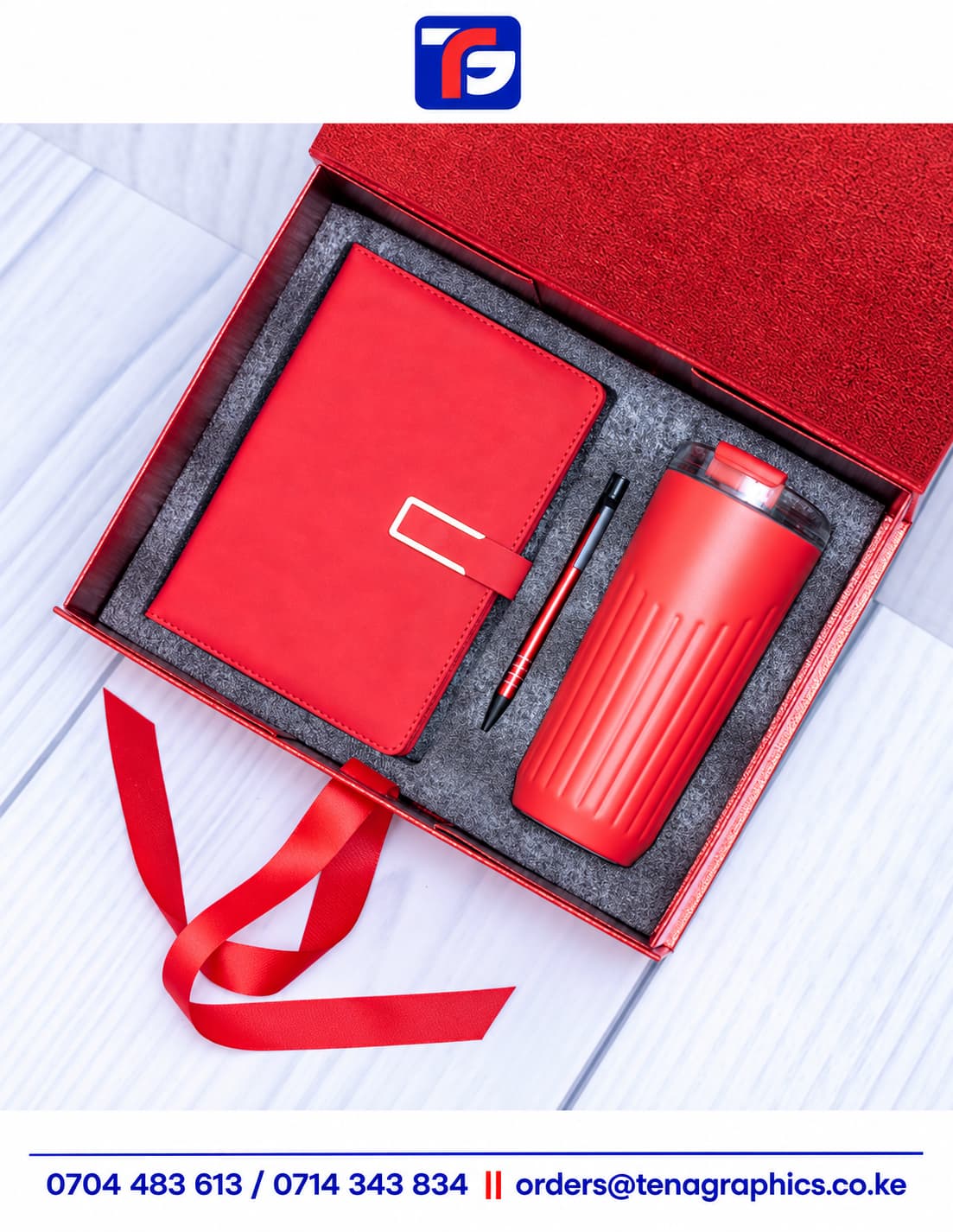 Red Sleek Gift Set Kenya, corporate gift set by Tena Graphics