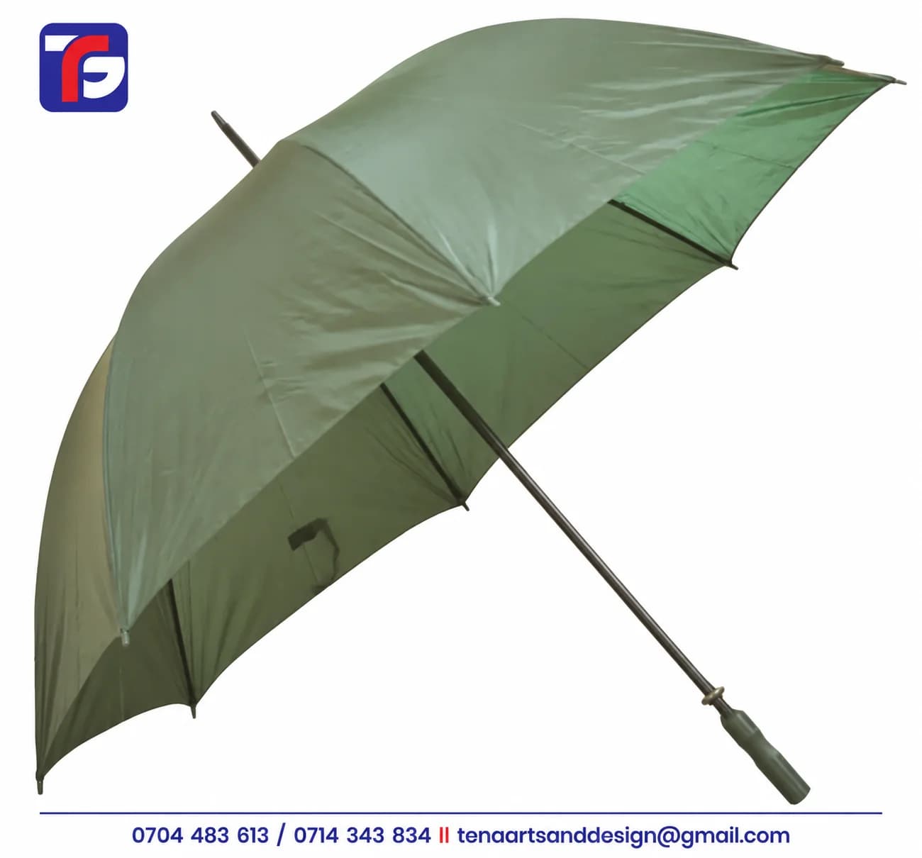 Dark green double wire umbrella without lining for corporate logo printing in Kenya