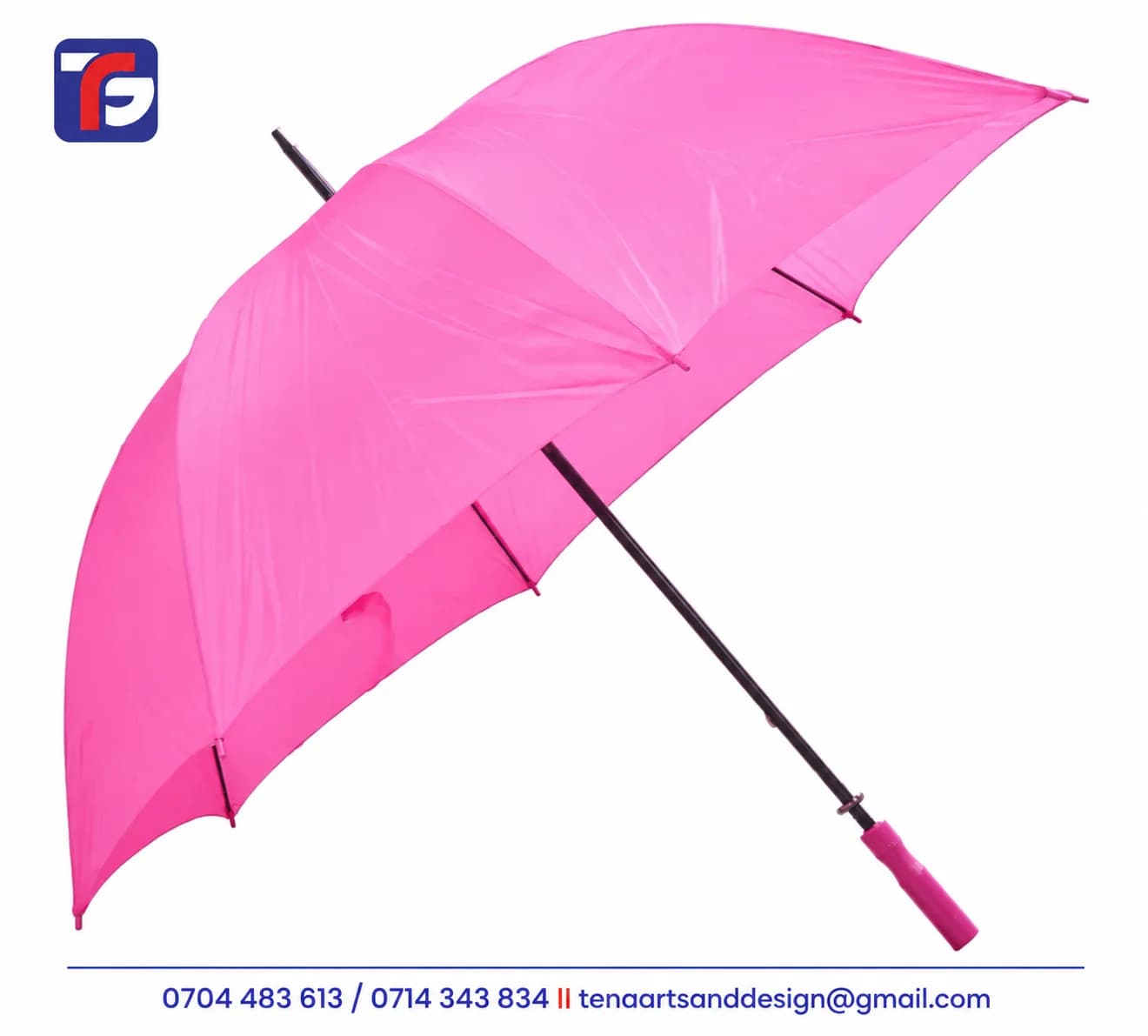 Open Lilac double wire umbrella with lining, a straight shaft, matching handle and fastening strap